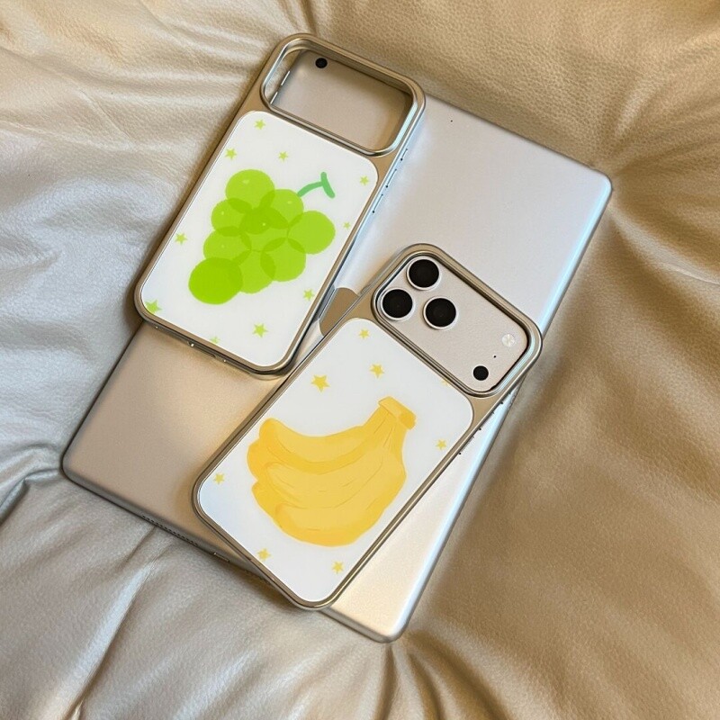 ins风可爱水果电镀银边滴胶手机壳适用苹果iPhone17promax高级感保护套小众16plus华为15pro14防摔小米13pro