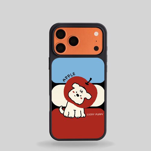 ins风可爱小狗黑边玻璃磁吸适用苹果小米iPhone17promax手机壳1613pro小米1415Pro华为mate80p90三星S25防摔