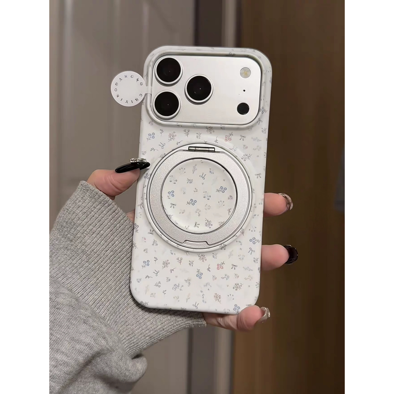 韩系ins复古小清新碎花360支架适用苹果17手机壳iphone16promax菲林硬壳15新款17pro防摔保护套超好看高级感