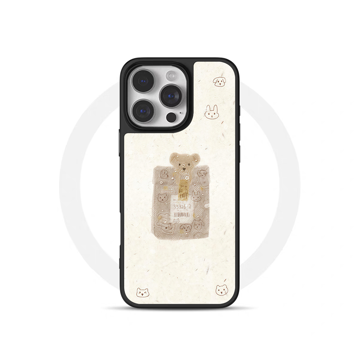 ins风复古可爱小熊黑边软壳磁吸适用苹果iPhone17promax手机壳1615pro小米1415Pro华为mate60p70三星S23防摔