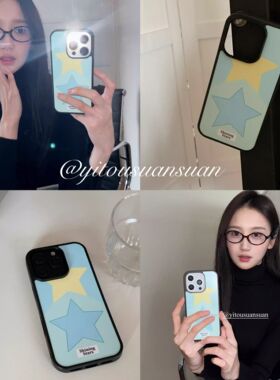 insy2k星星撞色亚克力黑边磁吸适用苹果iPhone16promax手机壳1312pro小米1415Pro华为mate60p70三星S23防摔