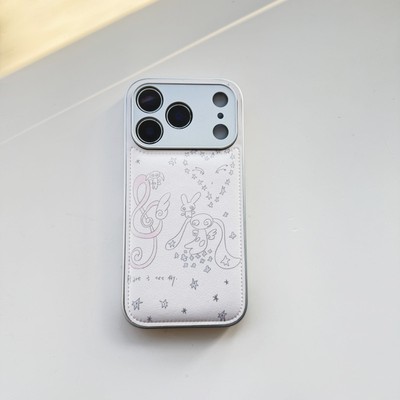 ins风粉色小兔皮质适用于苹果小米iPhone17promax全包手机壳1613pro小米1415Pro华为mate60p70荣耀vivo防摔