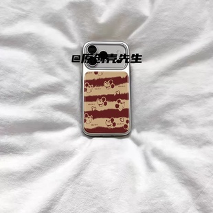 ins复古可爱条纹米奇电镀银磁吸适用苹果iPhone17promax手机壳1615pro小米1415Pro华为mate60p70三星S23防摔