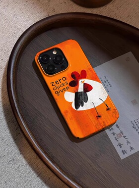 2024新年艺术白色公鸡手机壳适用苹果15pro14plus全包12硬壳11华为mate60pro菲林二合一保护套防摔iphone13