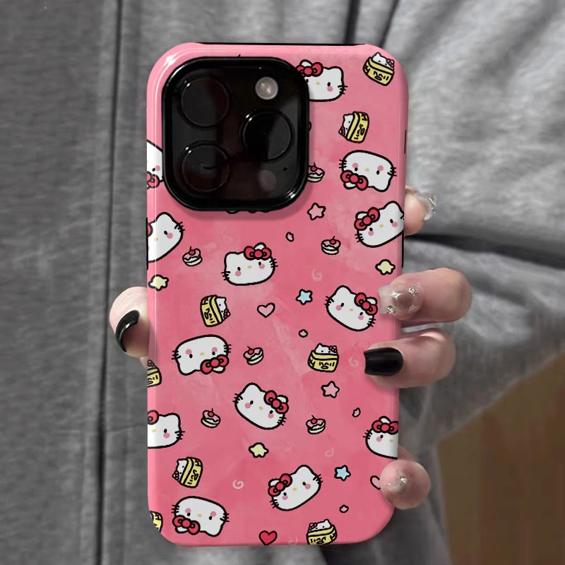 粉底kt猫可爱适用苹果16promax手机壳卡通iPhone15proiP14/13女16e12新款7个性xsmax防摔11保护套8plus菲林xr