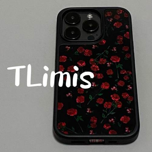 红色满玫瑰可爱亚克力黑边磁吸适用于苹果iPhone16promax1312pro小米1415Pro华为mate60p70三星S23防摔手机壳