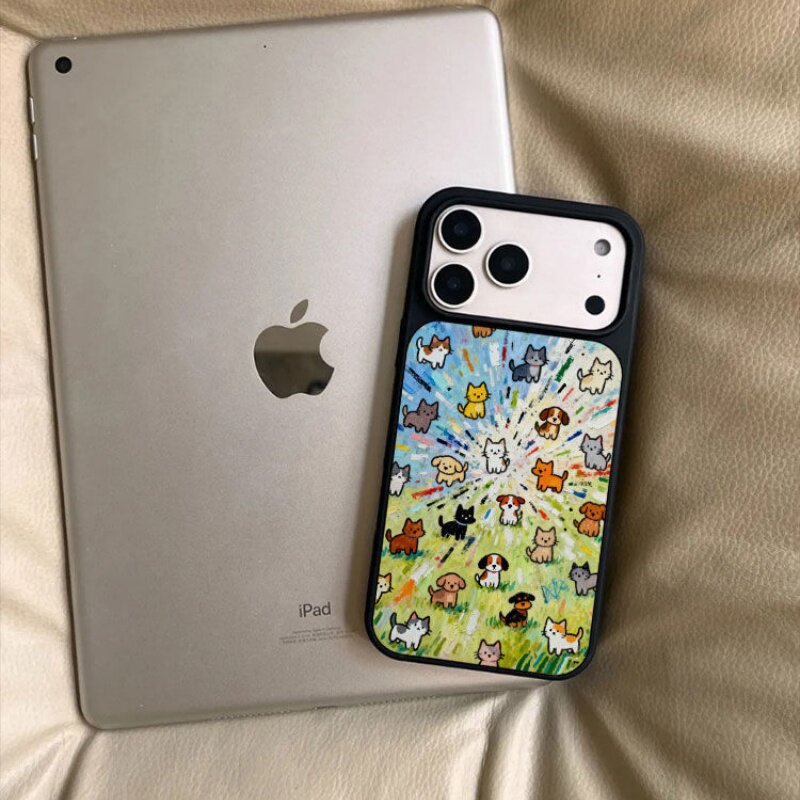 ins个性小动物黑边软壳磁吸适用苹果小米iPhone17promax手机壳1613pro小米1415Pro华为mate60p70三星S23防摔