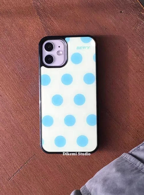 ins古早风绿色大波点亚克力黑边适用苹果iPhone16promax手机壳1312pro小米1415Pro华为mate60p70三星S23防摔