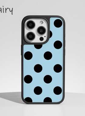 ins个性蓝色波点亚克力黑边磁吸适用苹果iPhone16promax手机壳1312pro小米1415Pro华为mate60p70三星S23防摔