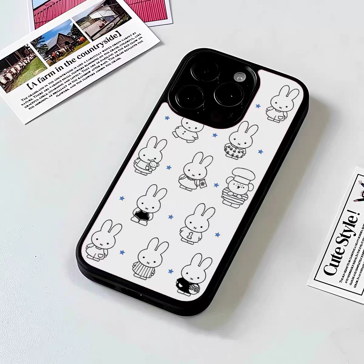 ins可爱线条米菲亚克力黑边磁吸适用苹果iPhone16promax手机壳1312pro小米1415Pro华为mate60p70三星S23防摔