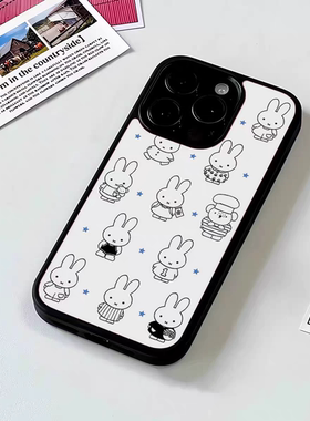 ins可爱线条米菲亚克力黑边磁吸适用苹果iPhone16promax手机壳1312pro小米1415Pro华为mate60p70三星S23防摔