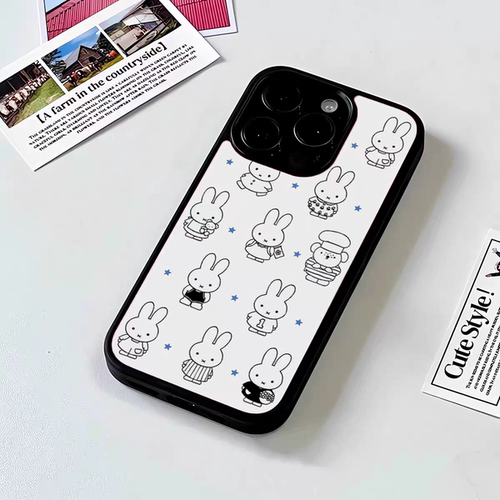 ins可爱线条米菲亚克力黑边磁吸适用苹果iPhone16promax手机壳1312pro小米1415Pro华为mate60p70三星S23防摔