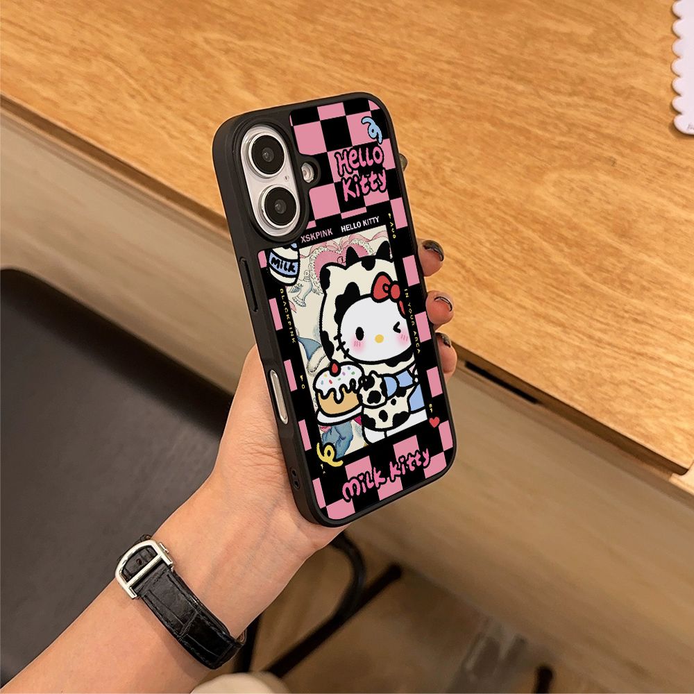 奶牛KT猫个性原创亚克力黑边磁吸适用苹果iPhone16promax手机壳1315pro小米14Pro华为mate60p70三星S23防摔