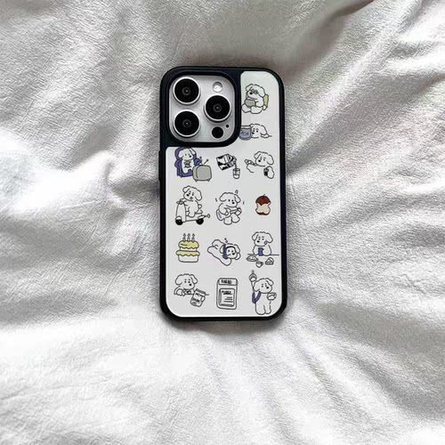 原创狗狗日记ins适用iphone16Promax黑边亚克力手机壳15pro磁吸苹果小米141312三星1116plus防摔14pro华为