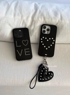 原创love爱心ins风亚克力黑边磁吸适用苹果iPhone16promax手机壳1312pro小米1415Pro华为mate60p70三星S23