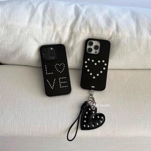 原创love爱心ins风亚克力黑边磁吸适用苹果iPhone16promax手机壳1312pro小米1415Pro华为mate60p70三星S23