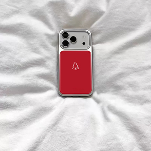 ins红色喜庆圣诞小树电镀银磁吸适用苹果iPhone17promax手机壳1615pro小米1415Pro华为mate60p70三星S23防摔