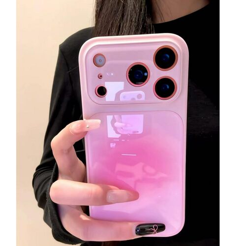 ins风晕染纯色大视窗秒变壳全包精孔手机壳适用苹果iPhone17promax高级感保护套小众16plus15pro14防摔13pro