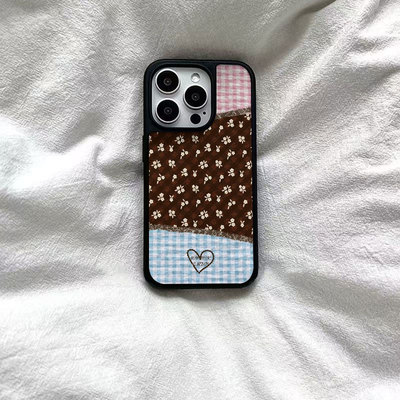 ins风格子爱心碎花黑边软壳磁吸适用苹果iPhone17promax手机壳1615pro小米1415Pro华为mate60p70三星S23防摔