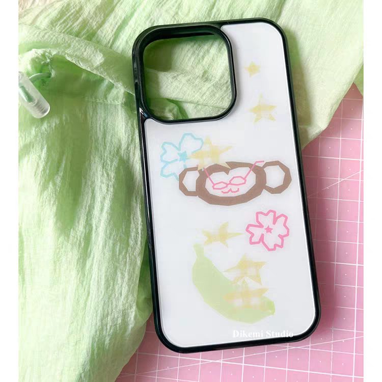 戴眼镜猴子香蕉亚克力黑边磁吸适用苹果iPhone16promax手机壳1312pro小米1415Pro华为mate60p70三星S23防摔