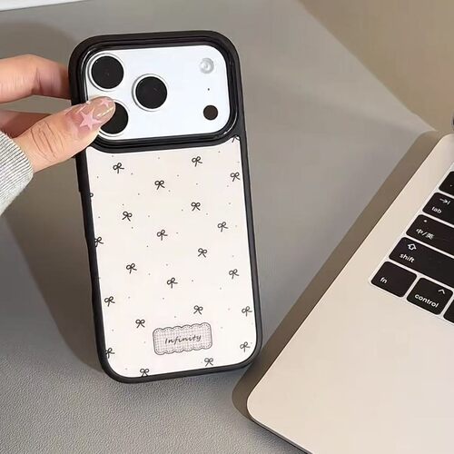 ins古早蝴蝶结标签黑边软边硬背适用苹果iPhone17promax手机壳1615pro小米1415Pro华为mate60p70三星S23防摔
