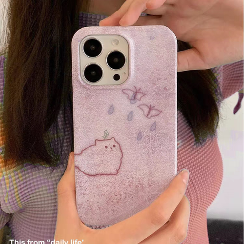 可爱追蝶猫咪适用iPhone16promax苹果14小米15新款mate70华为p70nova13荣耀200手机壳opporeno13软壳vivox100