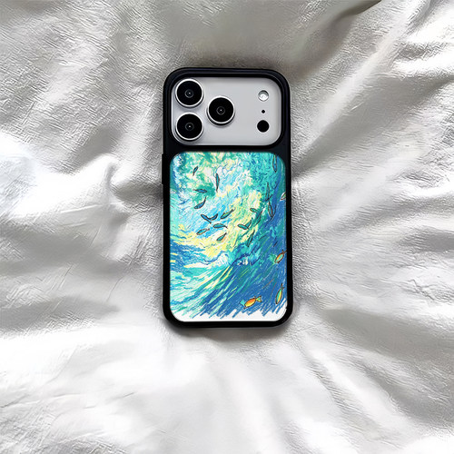 ins风海底鱼群黑边软壳磁吸适用苹果小米iPhone17promax手机壳1613pro小米1415Pro华为mate80p90三星S25防摔