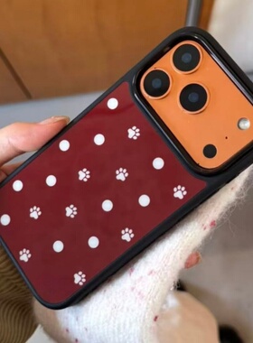 新年红色波点脚印黑边软边硬背适用苹果iPhone17promax手机壳1615pro小米1415Pro华为mate60p70三星S23防摔