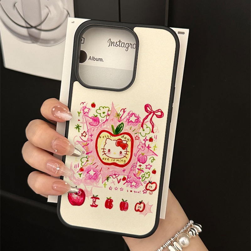 苹果凯蒂猫亚克力黑边磁吸适用苹果iPhone16promax手机壳1315pro小米14Pro保护套华为mate60p70防摔三星S23