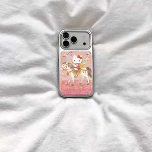 ins风新中式 kt猫小马电镀银磁吸适用苹果iPhone17promax手机壳1615pro小米1415Pro华为mate60p70三星S23防摔