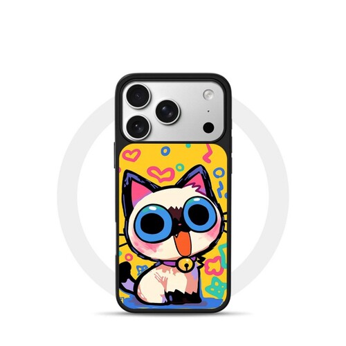 ins风彩色猫咪黑边玻璃磁吸适用苹果iPhone18promax手机壳1716pro小米1514Pro华为mate80p90荣耀vivooppo防摔