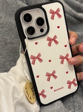 ins风红色蝴蝶结亚克力黑边磁吸适用苹果iPhone16promax手机壳1312pro小米1415Pro华为mate60p70三星S23防摔