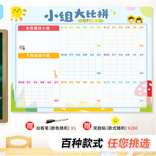班级小孩奖励积分表小组评比栏墙贴你追我赶定制幼儿园小学红花榜