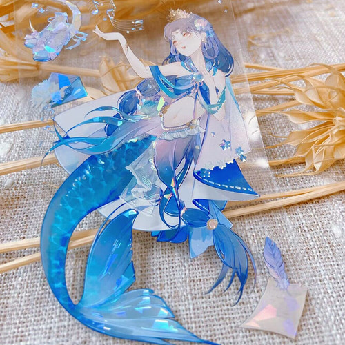 美人鱼胶带一木一横海洋素材贴纸