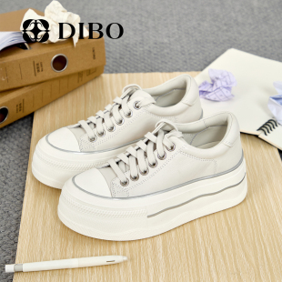 休闲真皮小白鞋 DIBO碲铂商场同款 新款 女2026春季 女 百搭厚底板鞋