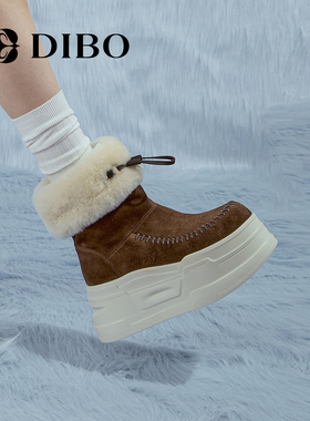 DIBO碲铂商场同款2025年冬季新款羊羔毛保暖加绒棉鞋百搭雪地靴女