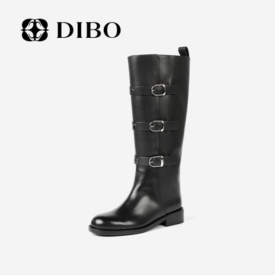 DIBO碲铂商场同款真皮复古长靴