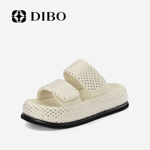 DIBO碲铂亮钻厚底休闲凉拖鞋女