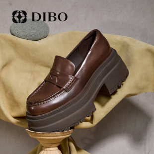 百搭浅口真皮小皮鞋 新款 女 女2026年春季 DIBO碲铂英伦风厚底乐福鞋