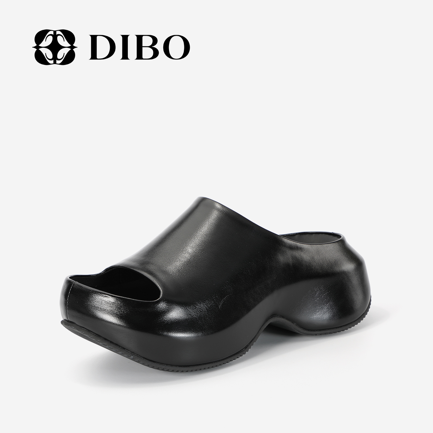 DIBO碲鉑真皮厚底百搭拖鞋女