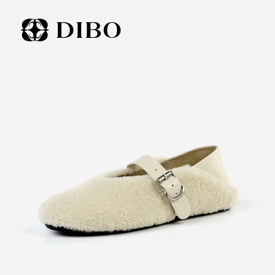 DIBO碲铂羊毛千金感加绒玛丽珍鞋