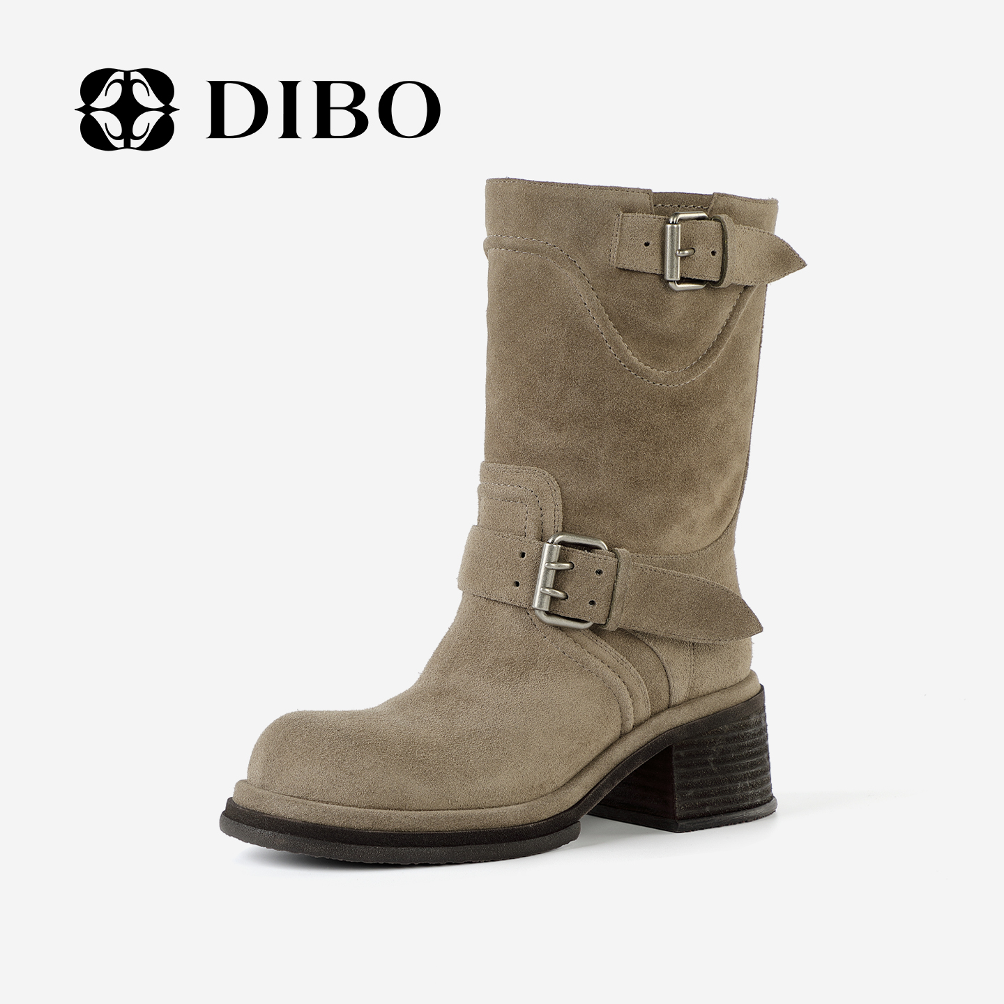 DIBO碲铂商场同款复古西部中筒靴