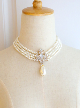 日系白色三层伴娘华丽款水滴吊坠