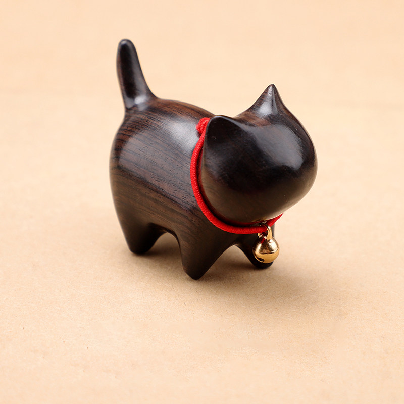 작은 검은 고양이 백단 귀여운 새끼 고양이 장식품 수제 데스크탑 장식품 크리 에이 티브 선물 핸드 피스 어린이 날