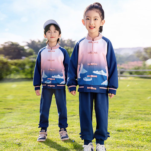 中国风小学生校服春秋装男女儿童国学班服表演服幼儿园园服三件套