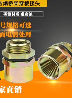 防爆穿板接头桥架接头G3/4电缆桥架带锁母6分DN20穿孔锁紧头碳钢