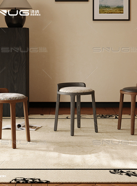 中古风实木小方凳北欧简约客厅备用小凳子卧室化妆凳换鞋圆凳矮凳