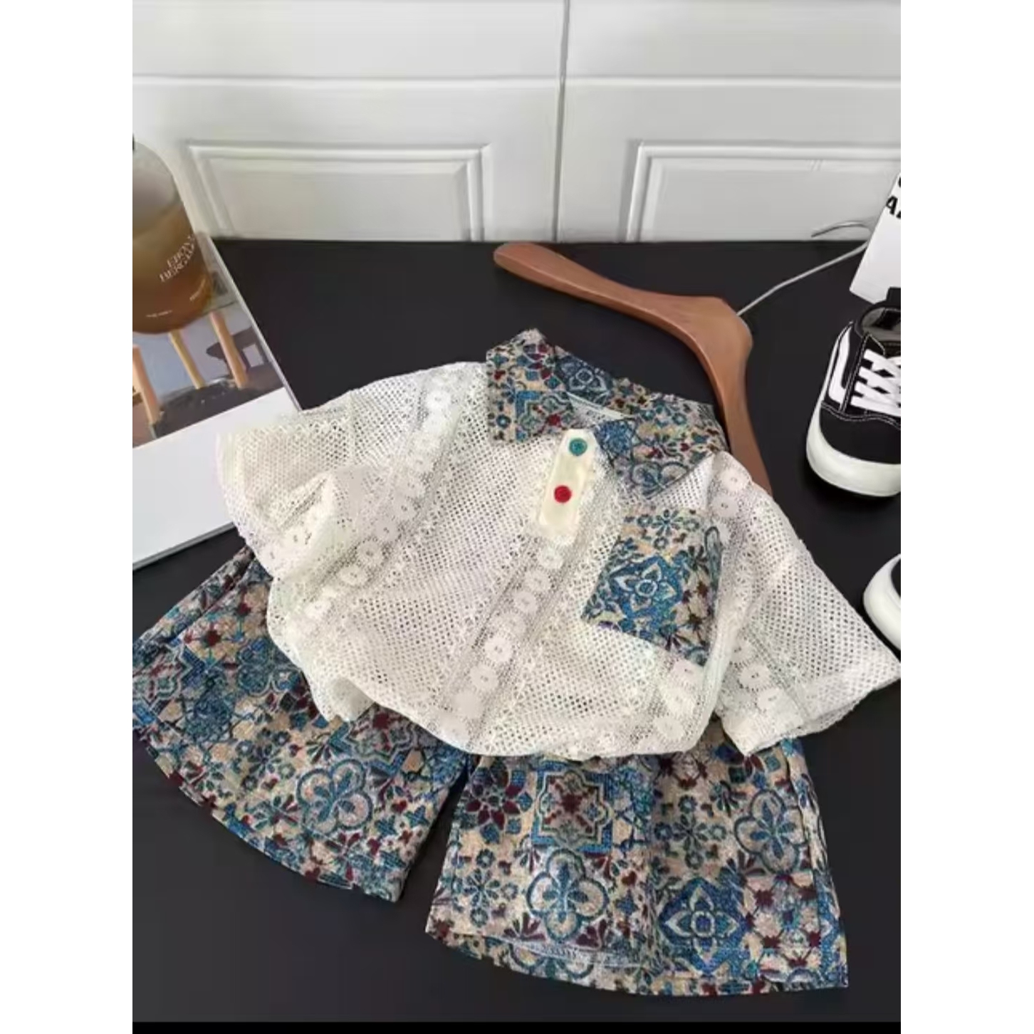 2025夏季新款儿童爆款韩版镂空运动休闲时尚潮流套装短袖印花短裤