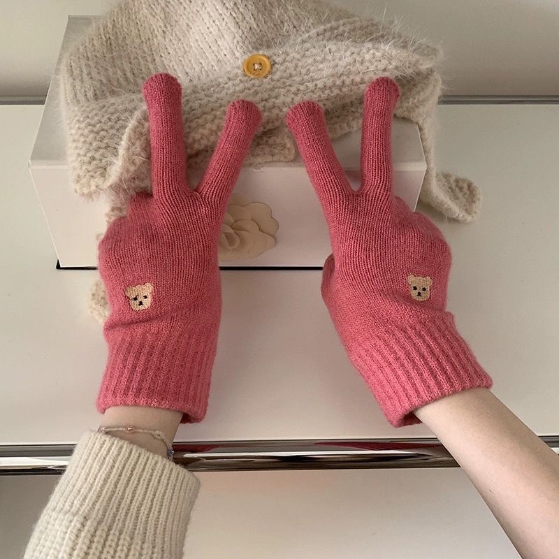 秋冬季韩版女士保暖手套防寒毛线