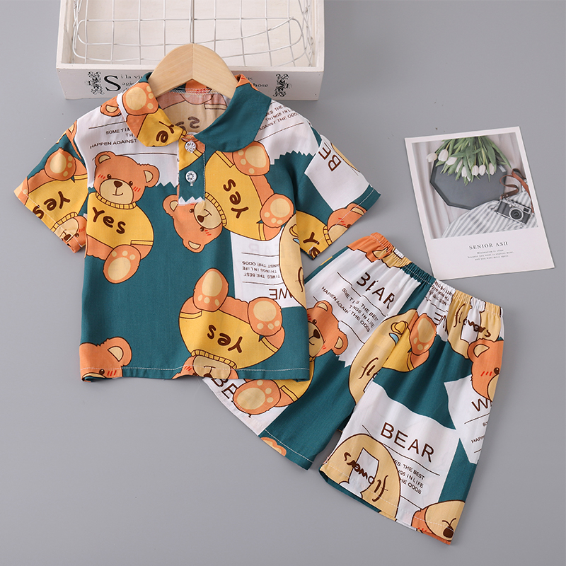 翻领棉绸睡衣粘胶纤维卡通夏季